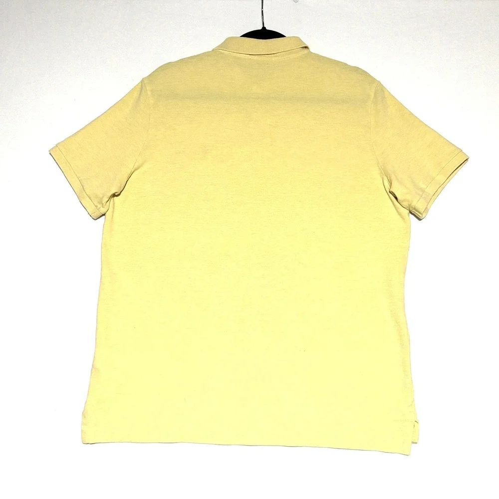 Polo Ralph Lauren Men Polo Shirt L 2‎ Button Yellow Short Sleeve Classic Preppy